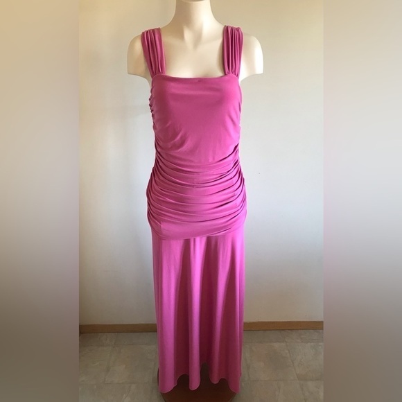 Joseph Ribkoff Dresses & Skirts - Joseph Ribkoff Barbie Pink Maxi Dress Draped Gathered Ruched Formal Size 10